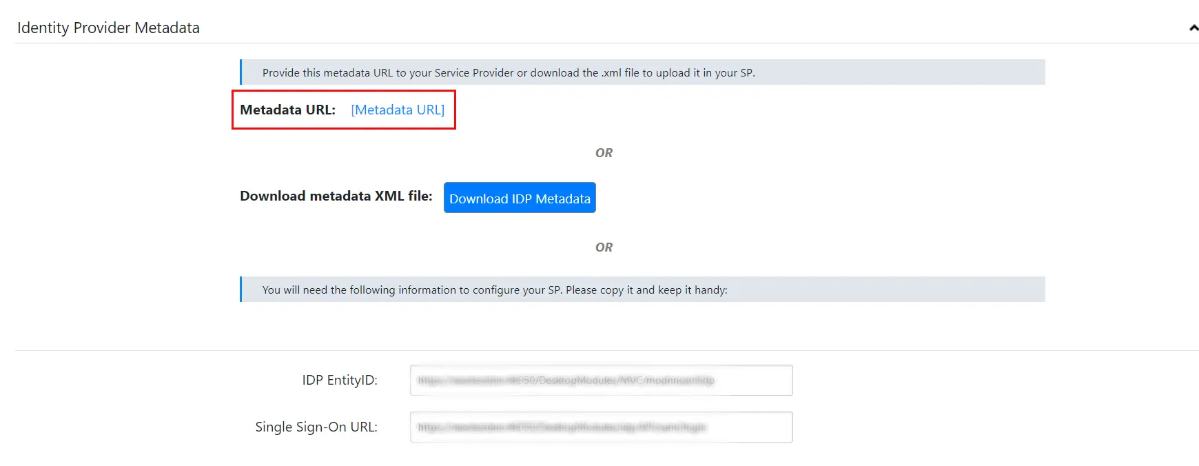 DNN SAML IDP - DNN as SAML Identity Provider - Metadata URL