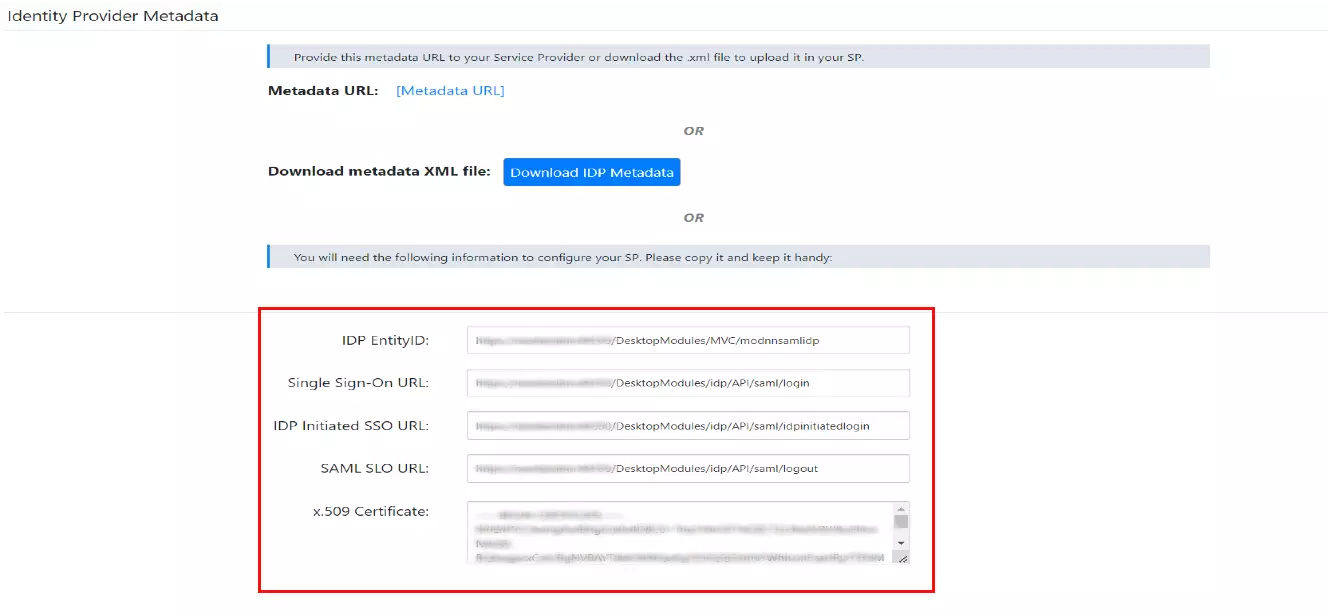 DNN SAML IDP - DNN as SAML Identity Provider - Provide metadata to service provider