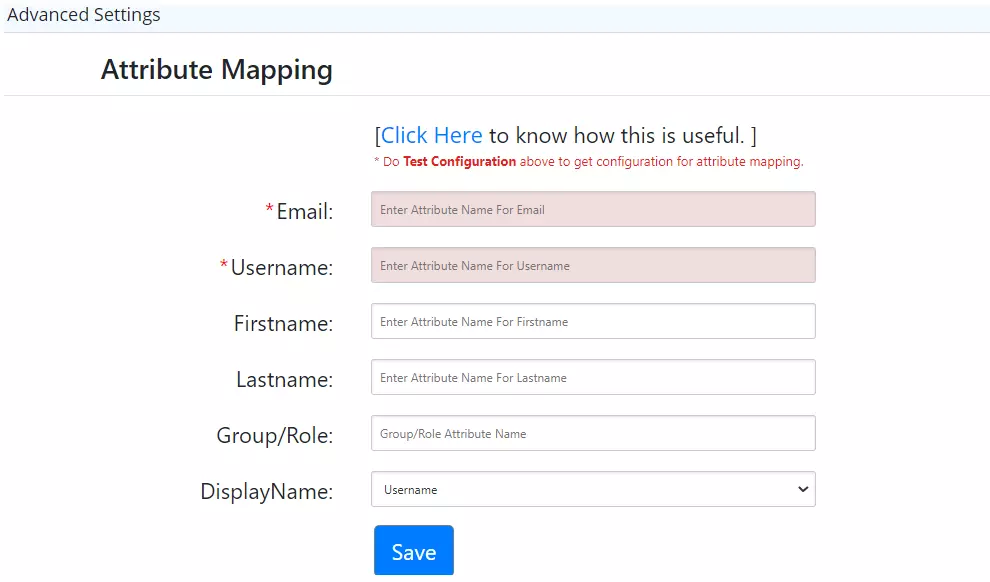 DNN SAML Single Sign-On (SSO) - DNN SAML SSO - Attribute Mapping section