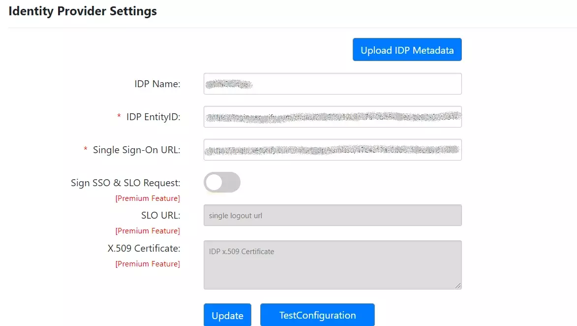 DNN SAML Single Sign-On (SSO) - DNN SAML SSO - Uploading IDP Metadata via manual configuration