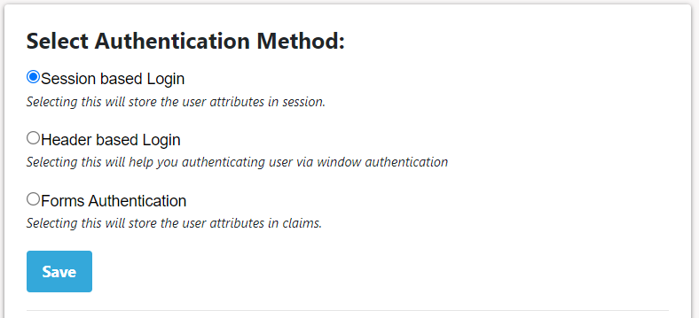 ASP.NET SAML Single Sign-On (SSO) - ASP.NET SAML SSO - SAML for ASP.NET - Image of Authentication Section