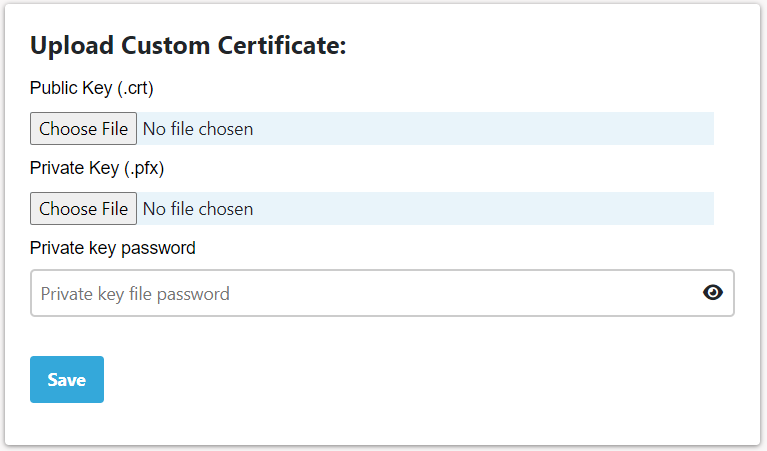 ASP.NET SAML Single Sign-On (SSO) - ASP.NET SAML SSO - SAML for ASP.NET - Image of Custom Certificate Section