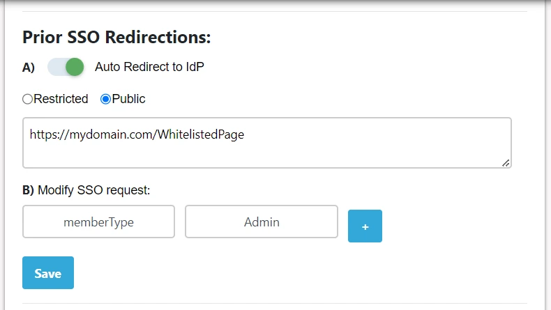 ASP.NET SAML Single Sign-On (SSO) - ASP.NET SAML SSO - SAML for ASP.NET - Image of Prior SSO Redirection Section