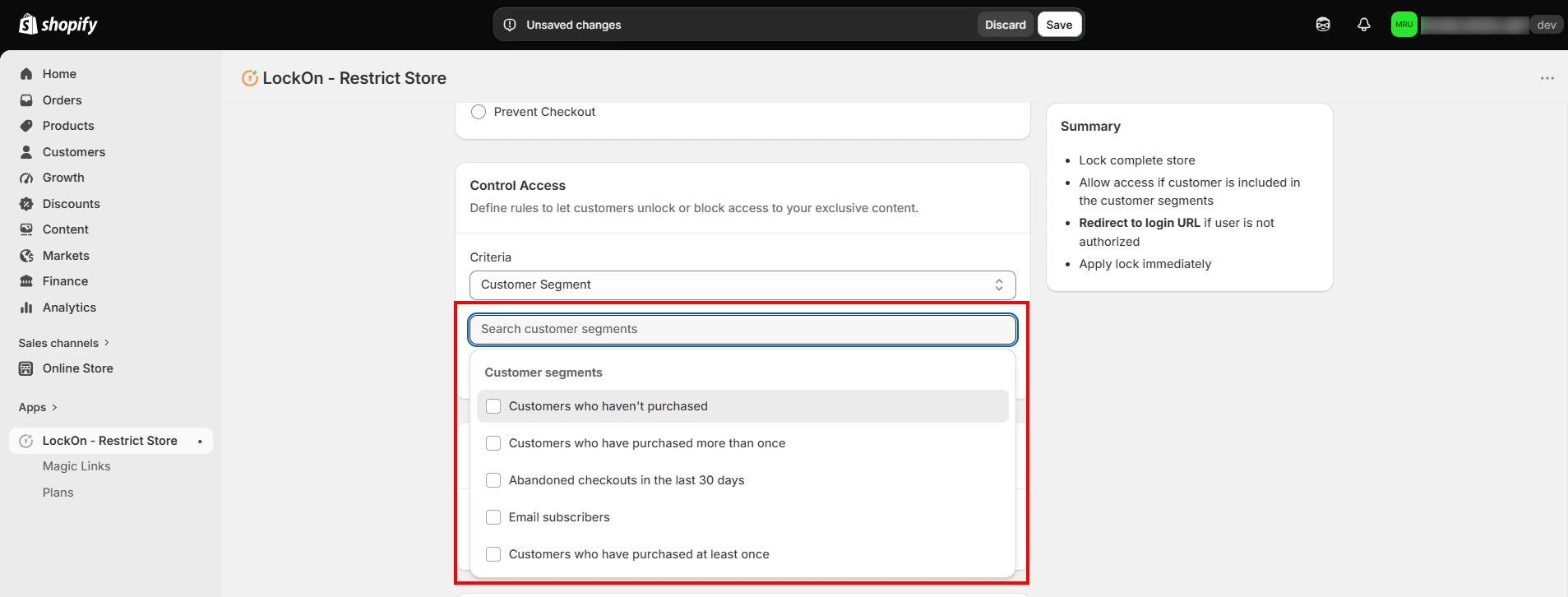 Shopify LockOn - allow or restrict access