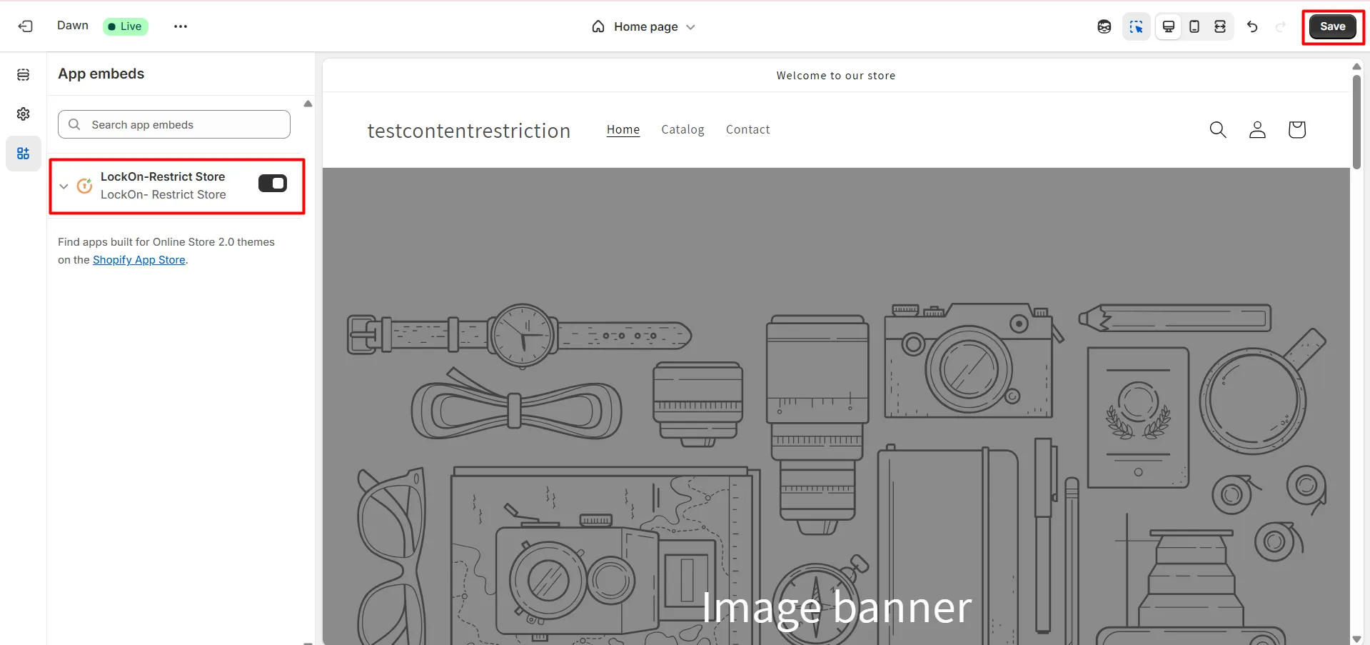 Shopify LockOn - Enable App Embeds Extension