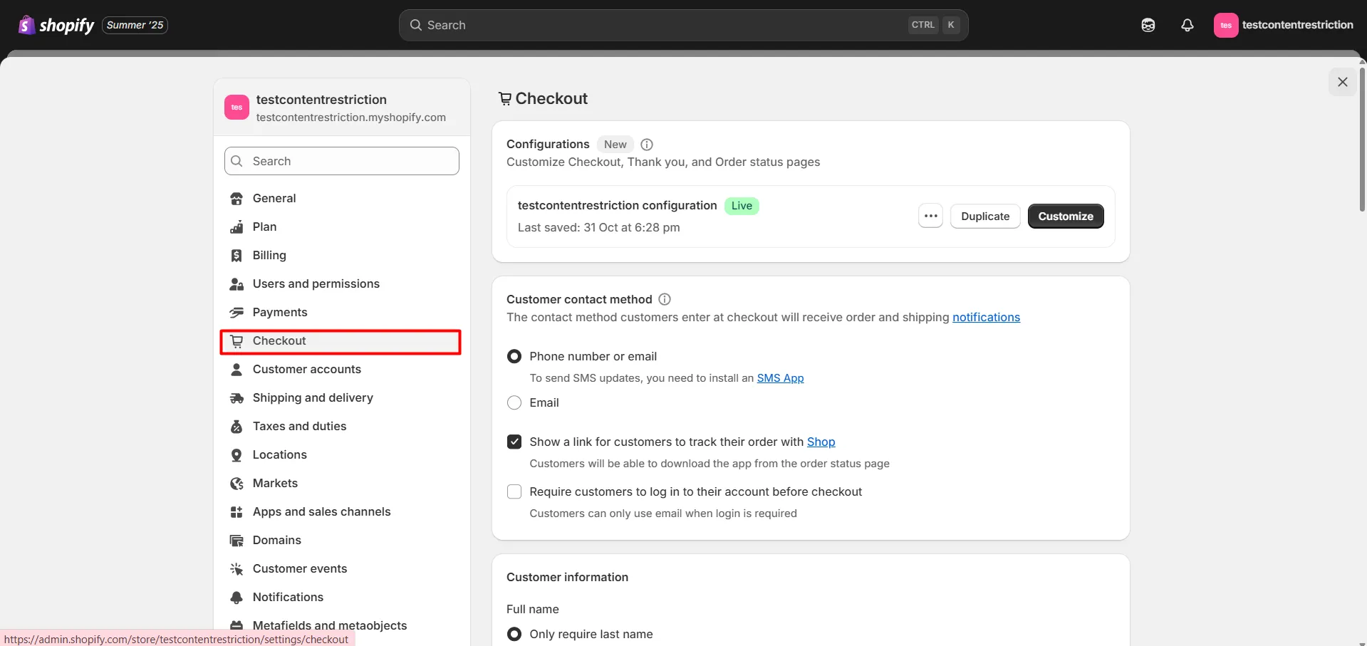 Shopify LockOn - Go to the Checkout option