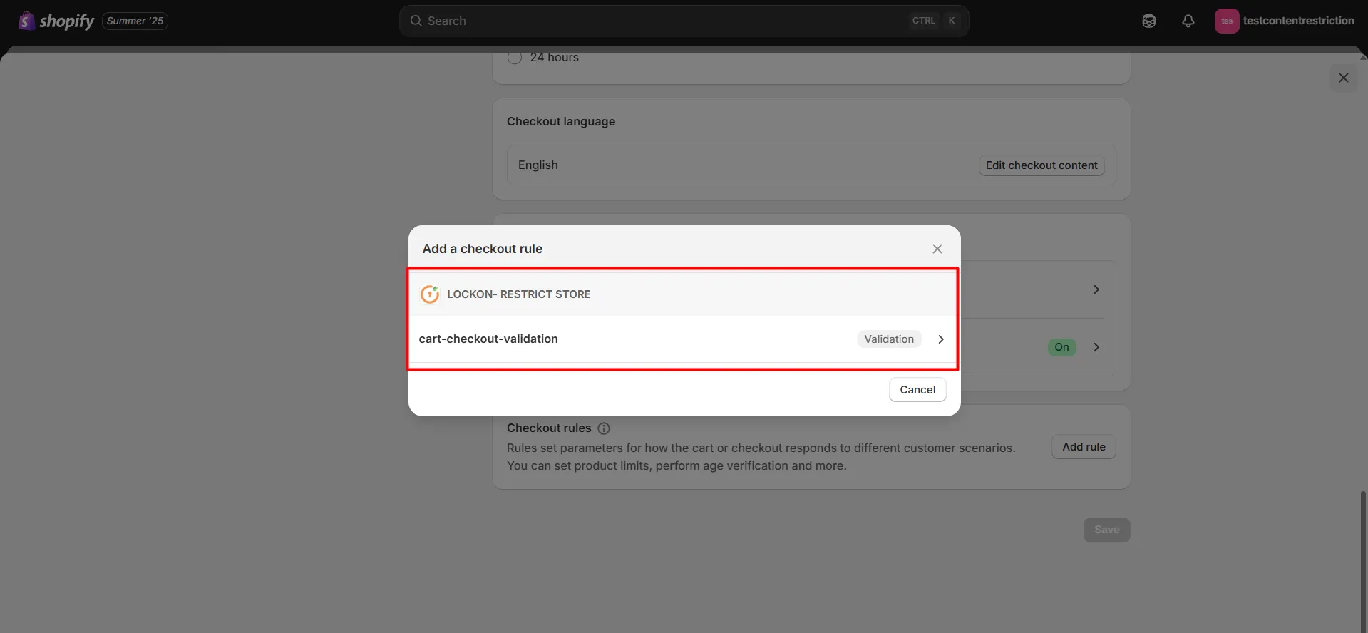 Shopify LockOn - Select LockOn application