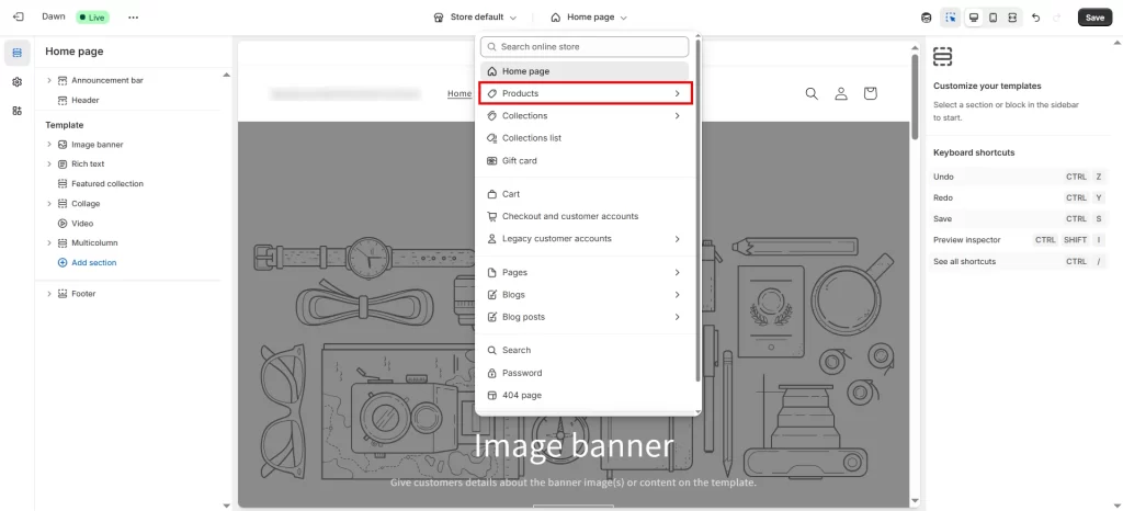 choose products page