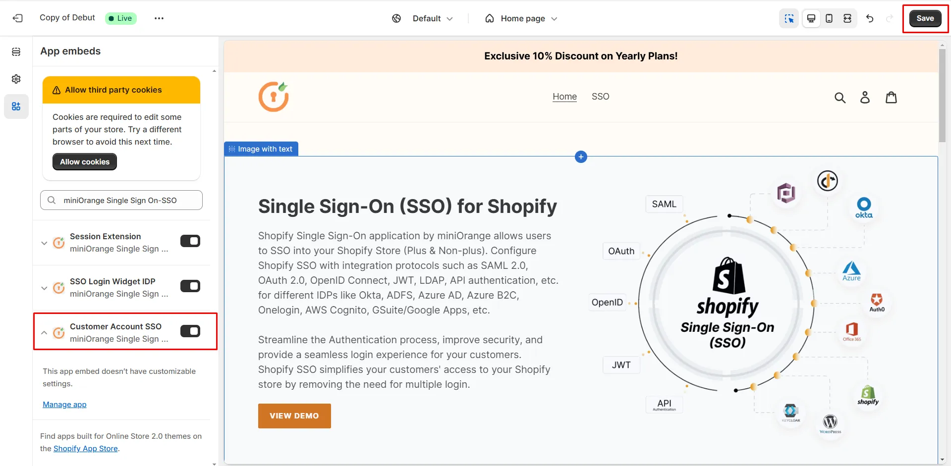 enable customer accounts extension*