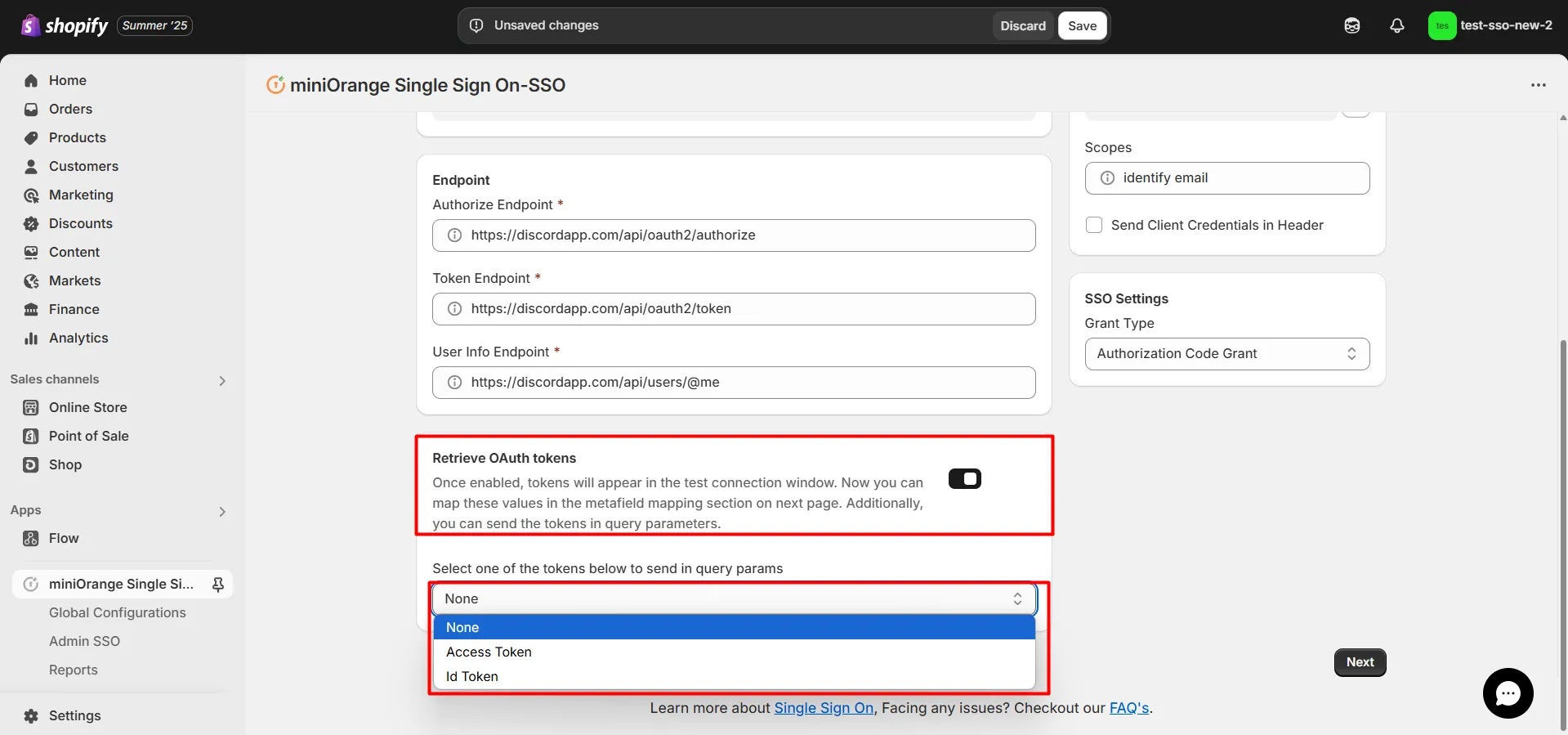 Retrieve OAuth tokens