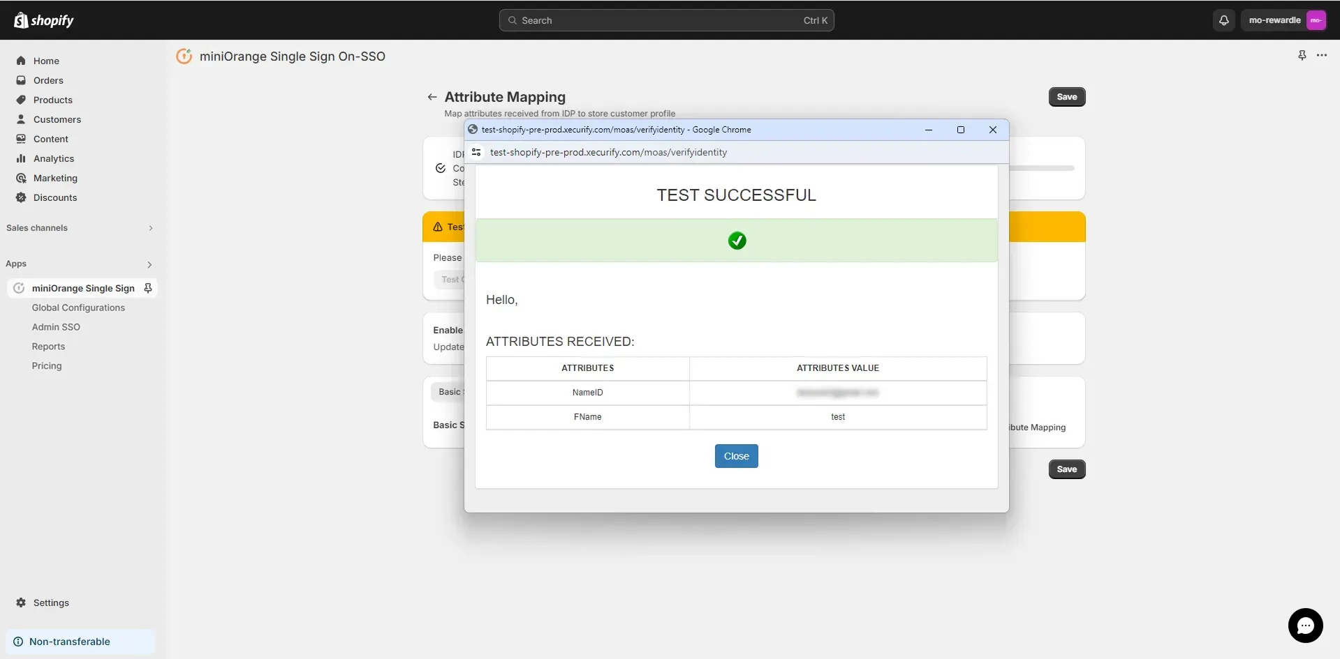 Enter valid IDP Credentials