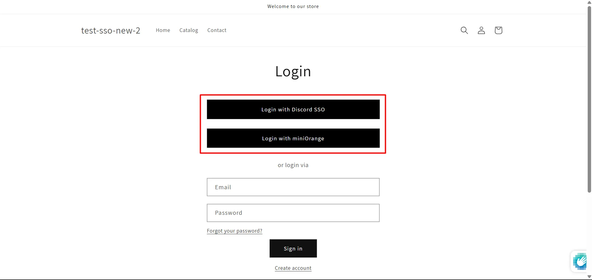 login-widget-added-on-login-page