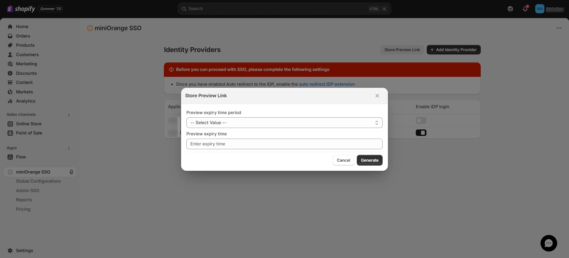 Enable Store Preview Link