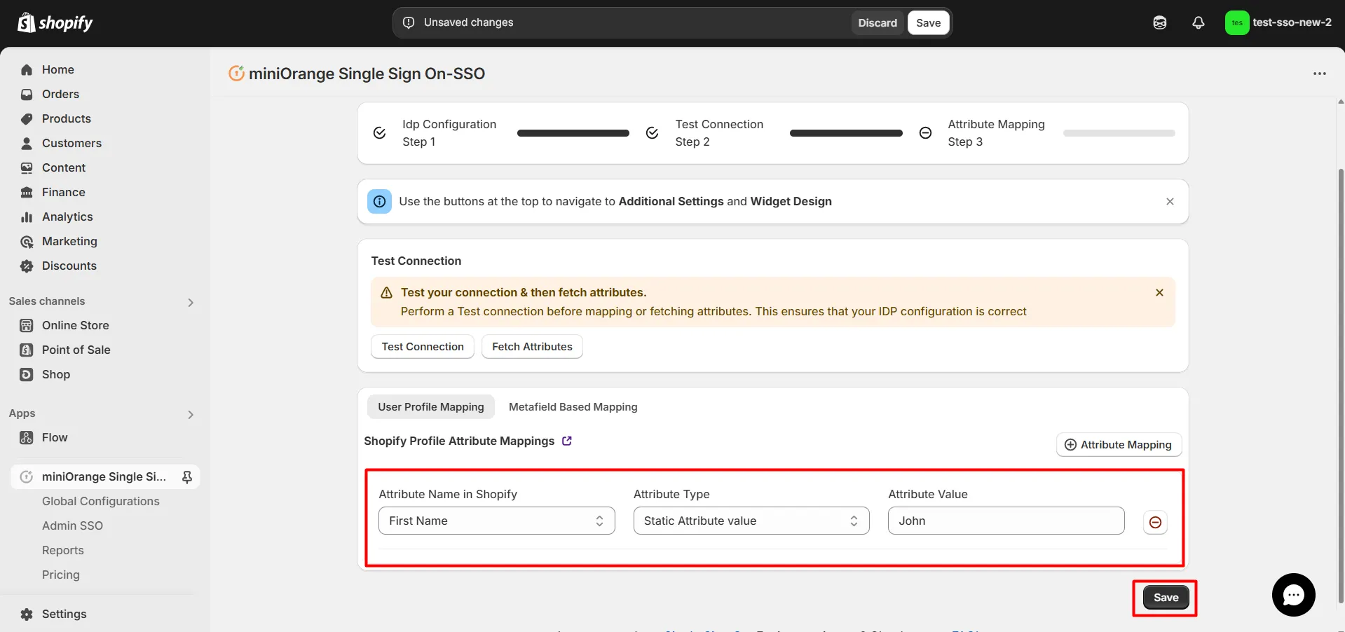 Configure Attribute Mapping in Shopify
