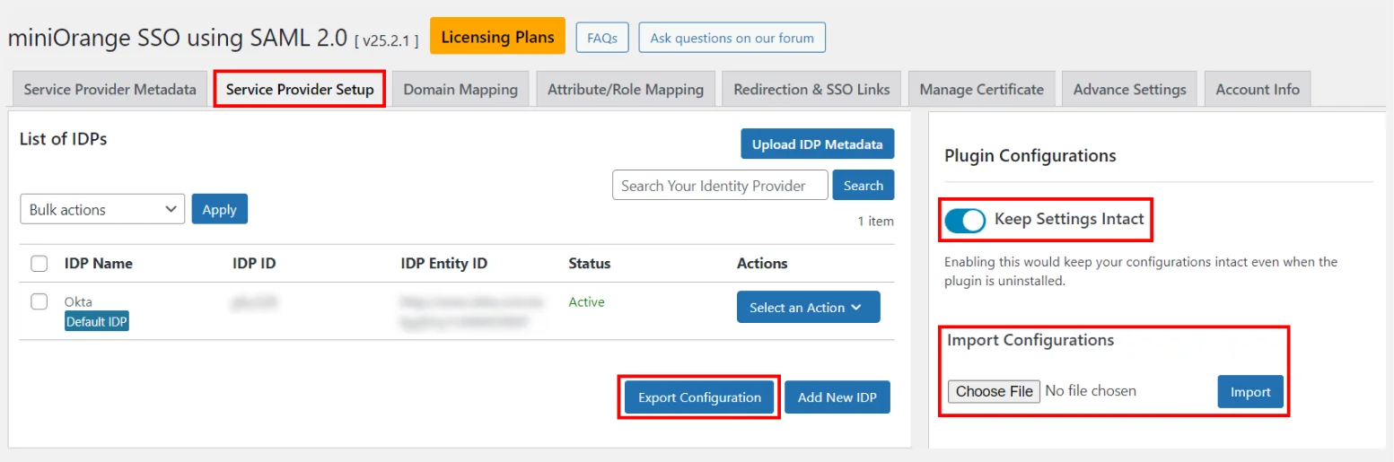 Import/Export Configurtion 